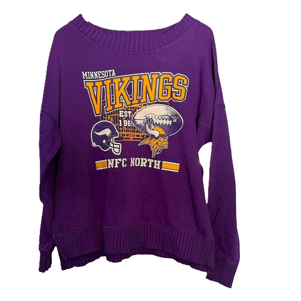 Minnesota Vikings Ribbed Hem Graphic NFL Teens Sweatshirt Large 11/13 *NWT*